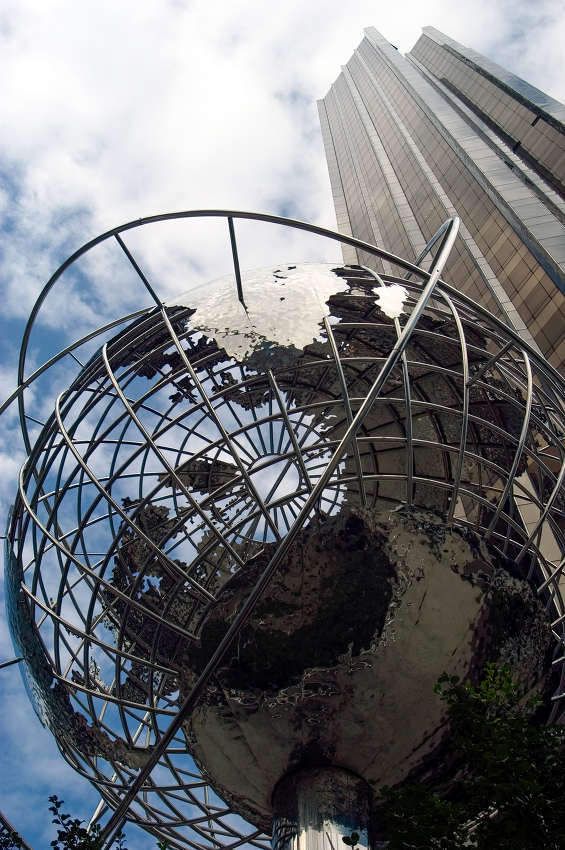 globe sculpture by brandell outside trump international hotel