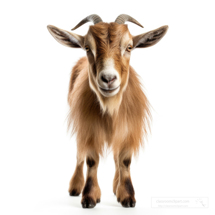 Goat front view isolated on white background