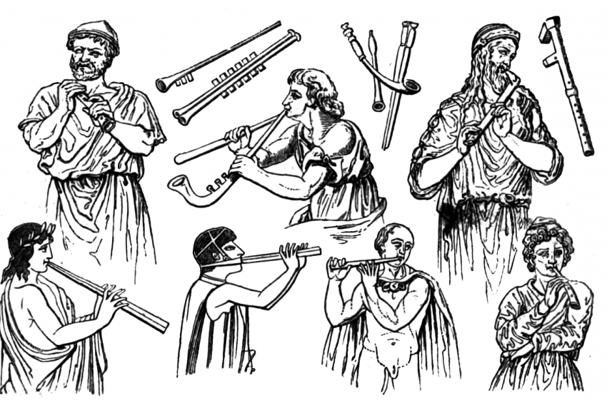 Greek FtutesMusical Instrument Illustration