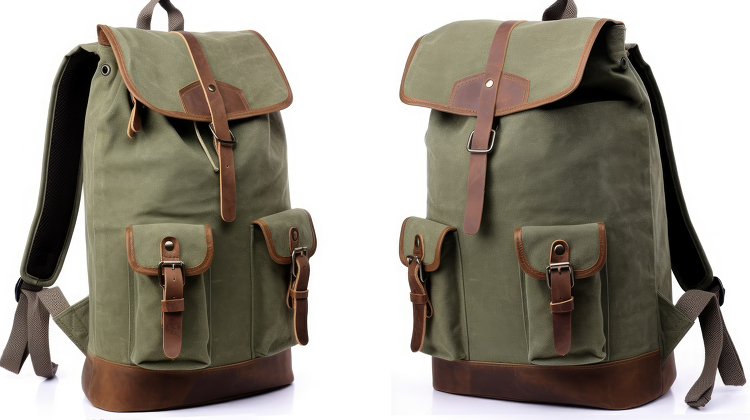 green stylish green canvas backpack