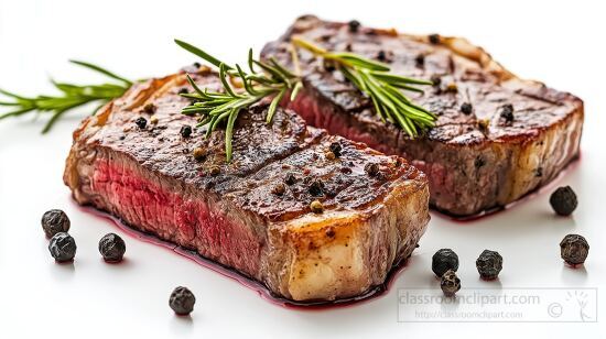 Grilled beef steak slices showing a charred exterior