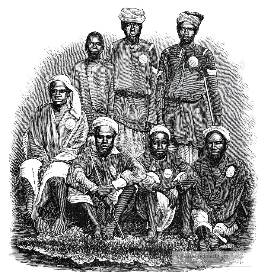 group of african porters historical illustration africa