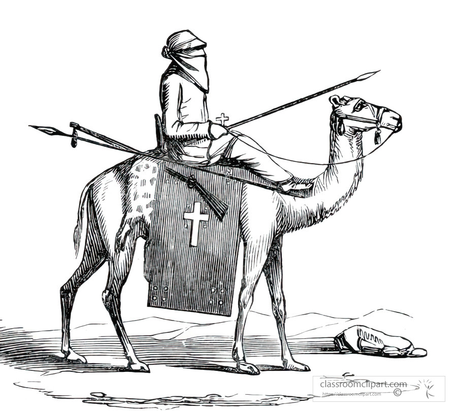 guide in the desert riding a camel illustration historical illus