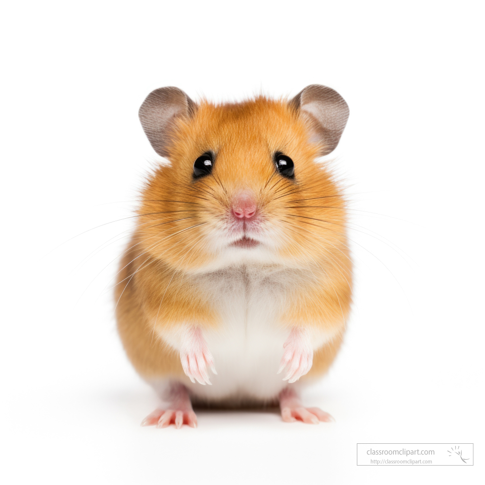 Hamster front view isolated on white background