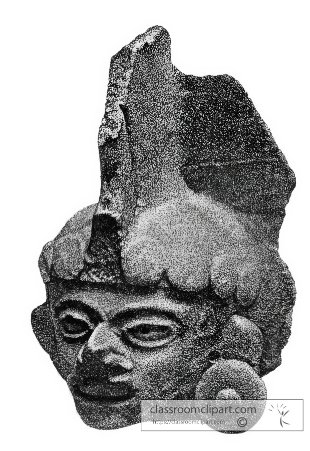Head of Incense burner mexico historic illustration