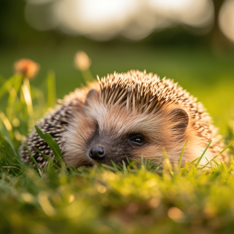 hedgehog sleeping on grass