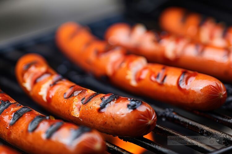 hot dogs cooking on an outdoor grill