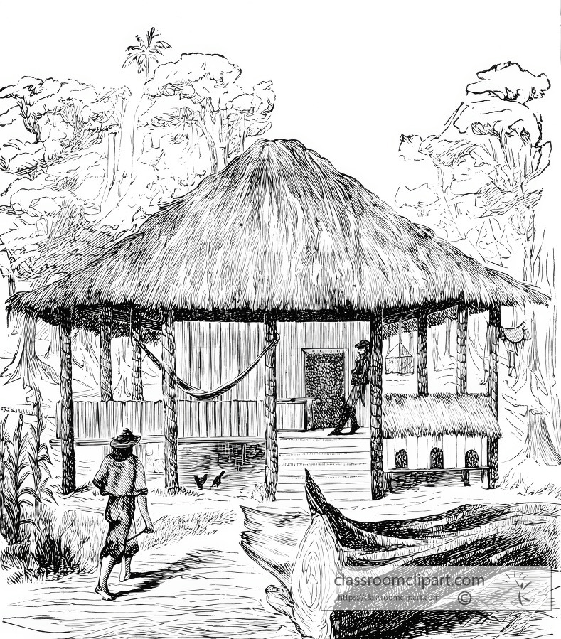 house in the tropics ecuador south america historical illustrati