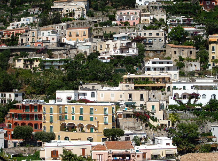 houses built along the hillside amalfi coast