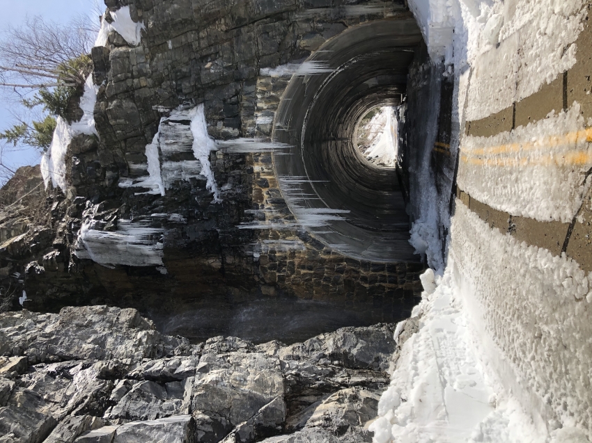 ice and snow filled going-to-the-sun road