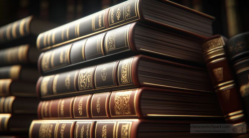 Illuminated Leather Bound Books in a Cozy Study Space