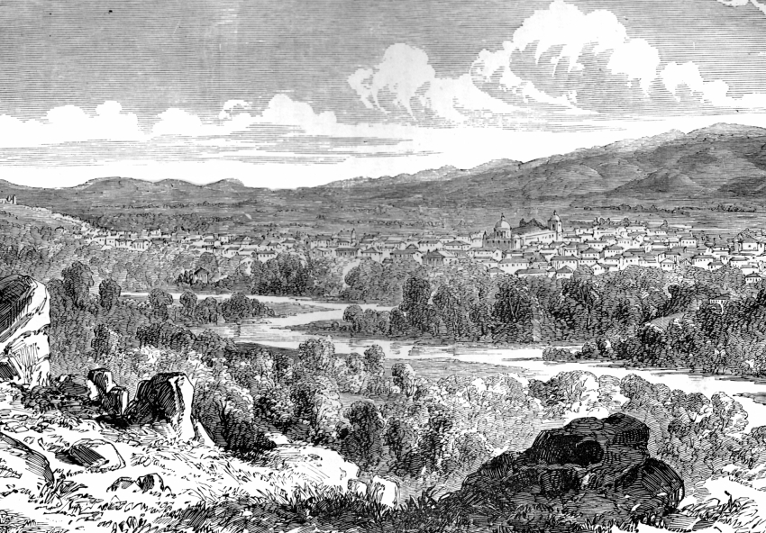 Illustration of a view of Comayagua the Capital of Honduras