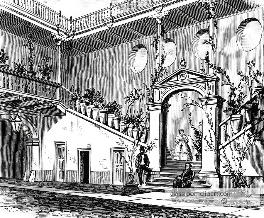 interior court lima historical illustration