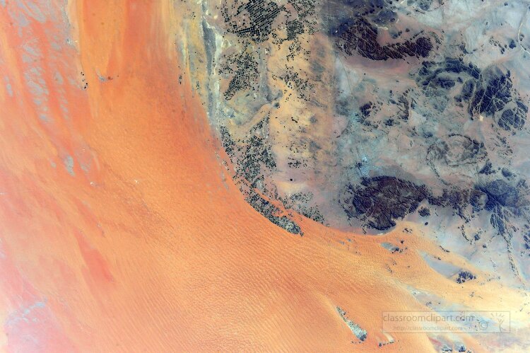 International Space Station view of waterdesert flows