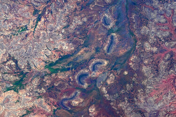International Space Station view water valley color