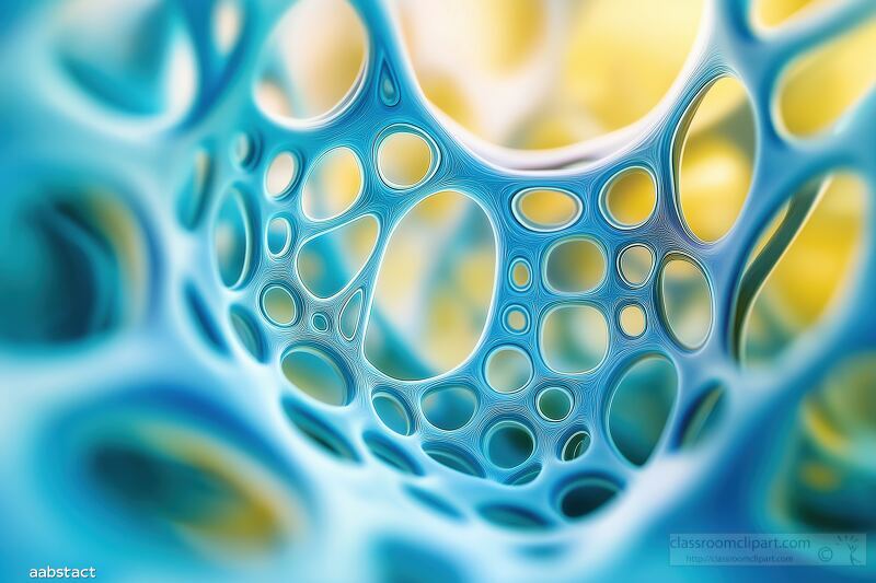 Intricate blue and yellow abstract design showcasing organic shapes and textures in a mesmerizing network