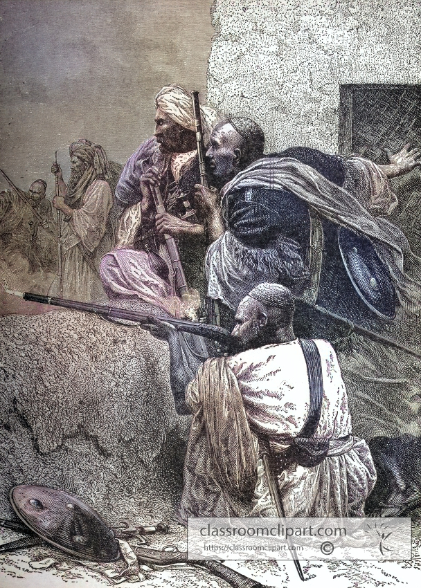 Iran men fighting colorized historical illustration