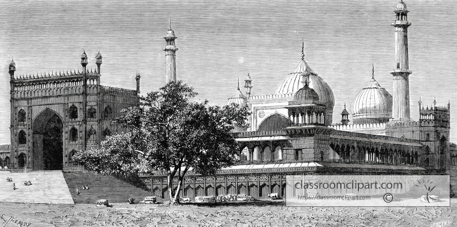 jammmusjid or great mosque historical illustration