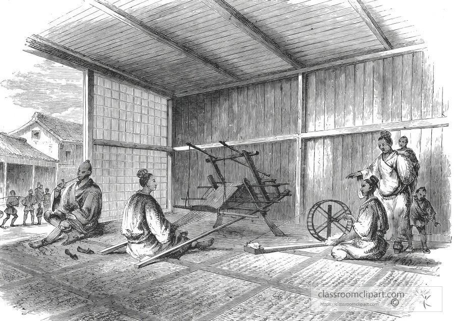 japanese loom historical illustration