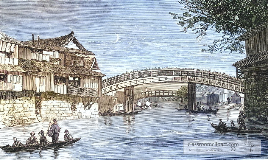 japanese scenery colorized historical illustration of japan