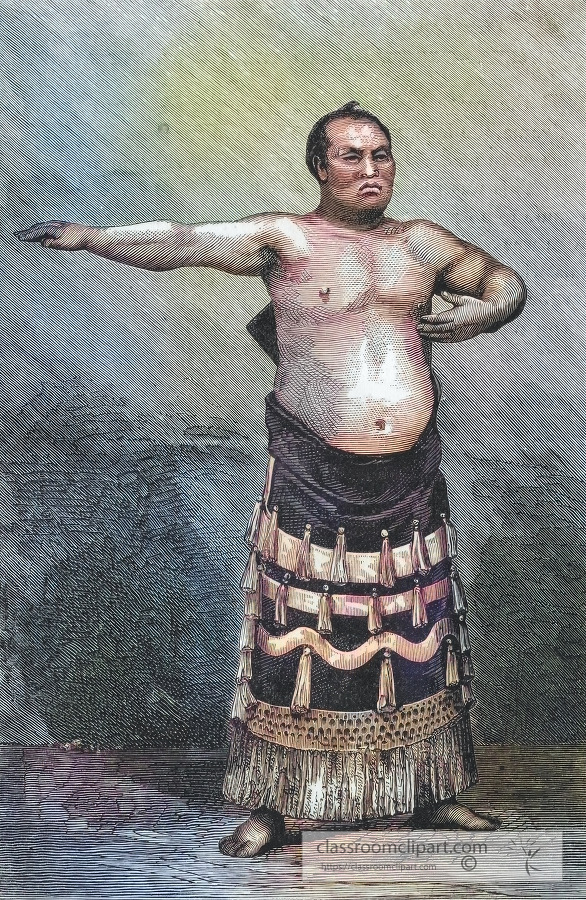 japanese wrestler colorized historical illustration