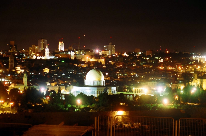 Jerusalem at night viewed from the Mount of Olives