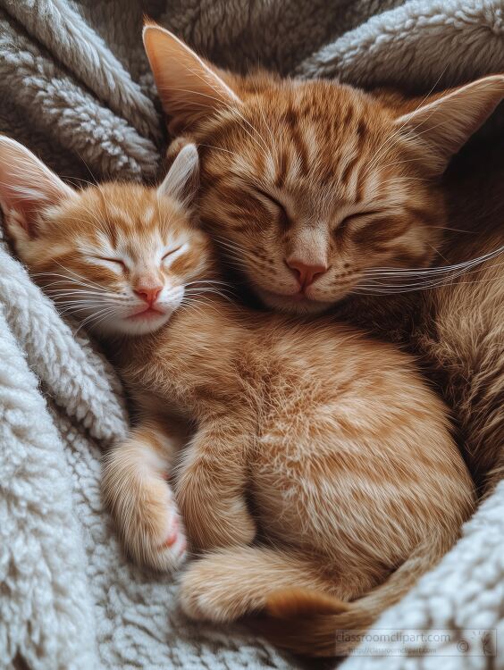 kitten and adult cat enjoy a quiet rest together