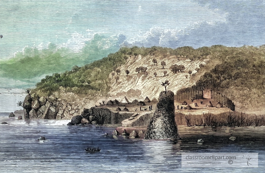 lake scenery in central africa historical illustration africa