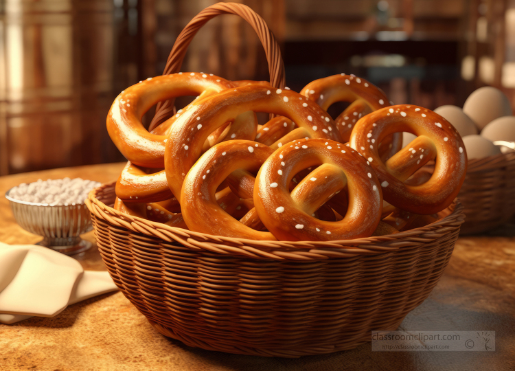 large basket of salted pretzels