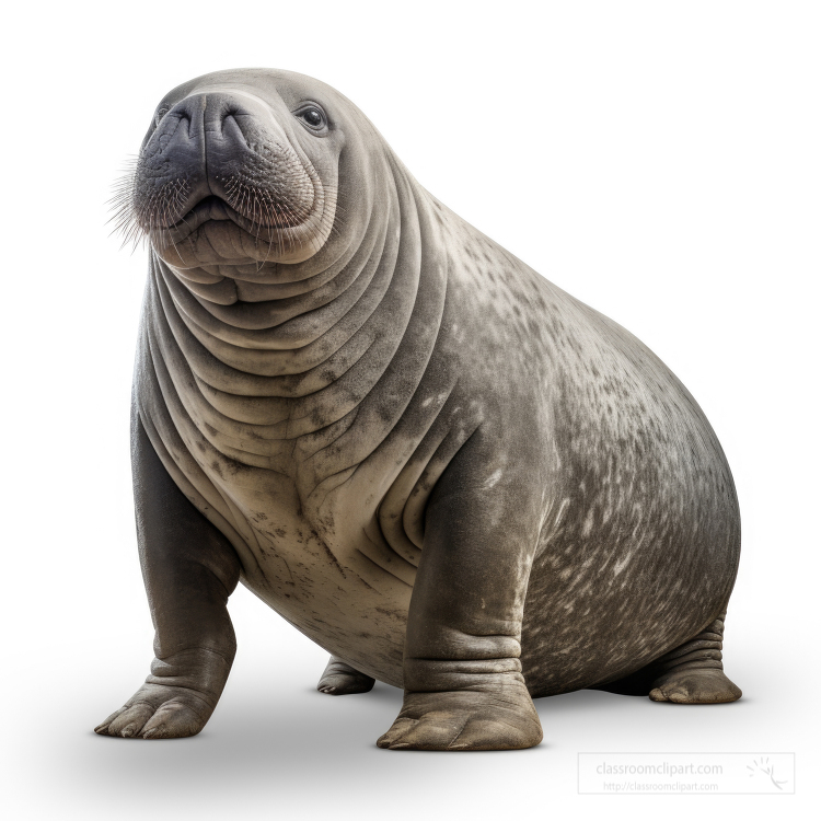 large elephant seal side view isolated on white background