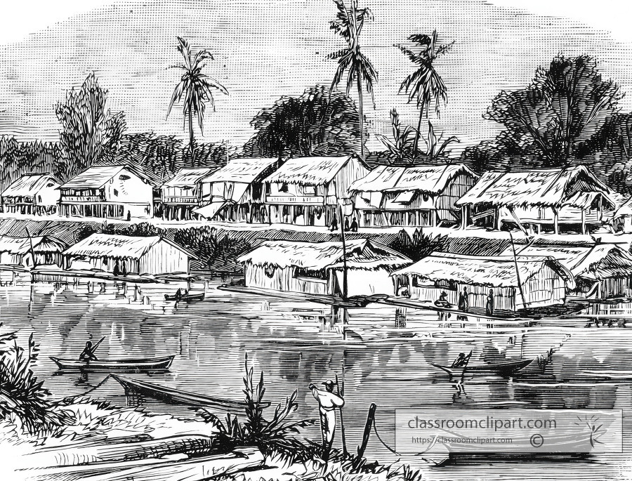 las bodegas guayas river ecuador historical illustration