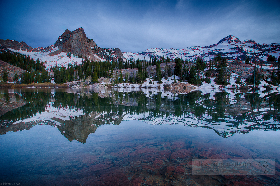 late spring reflection of Lake Blanche and the mountains