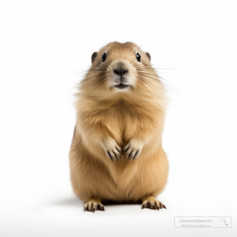 Lemming on hind legs isolated on white background