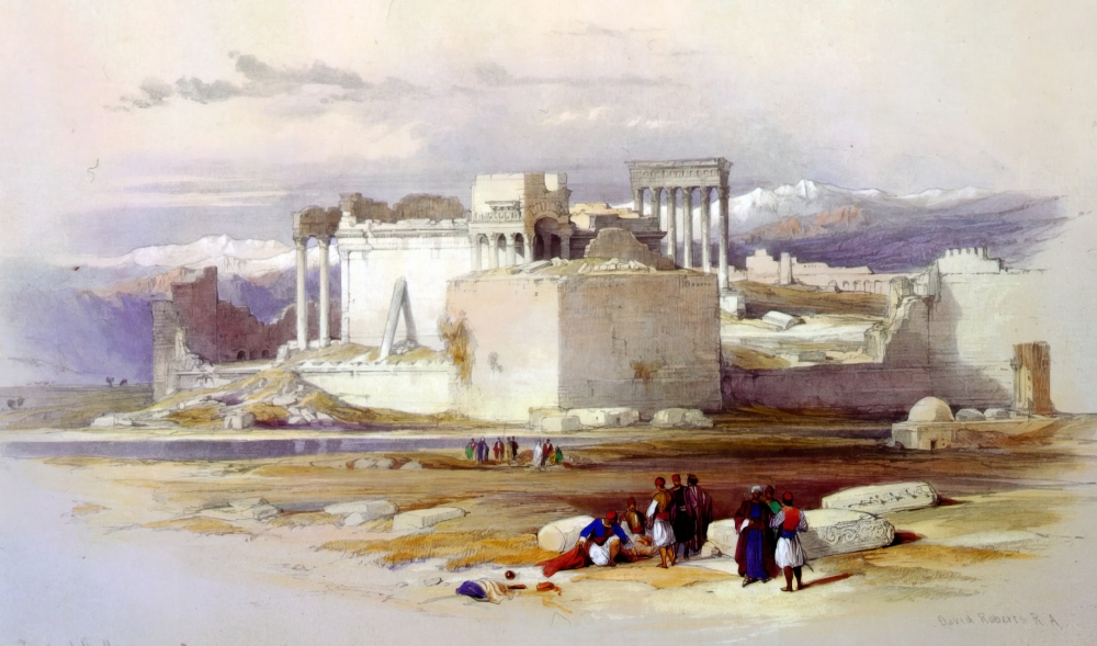 Lesser temple of Baalbec 1839 looking towards Mount 
Lebanon