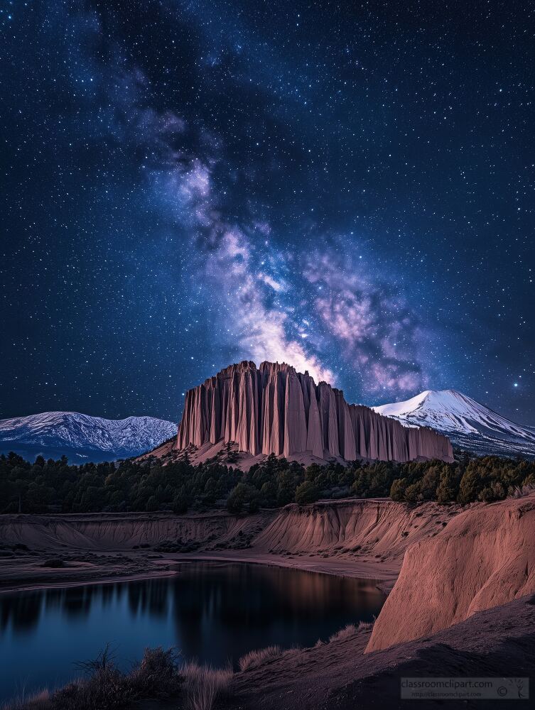 Majestic Mountain Under a Starry Sky at Night