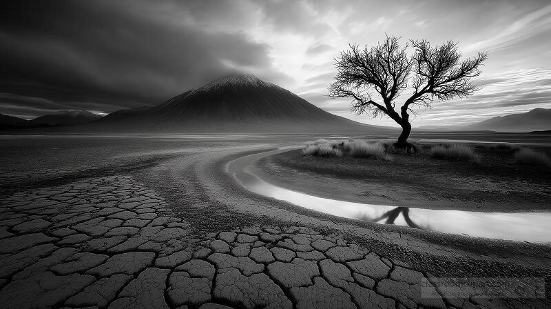 Majestic Solitude of a Tree in a Barren Landscape