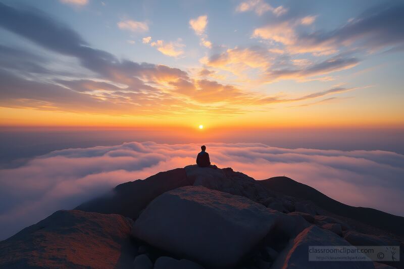 Majestic Sunset Viewed From a Rocky Mountain Peak