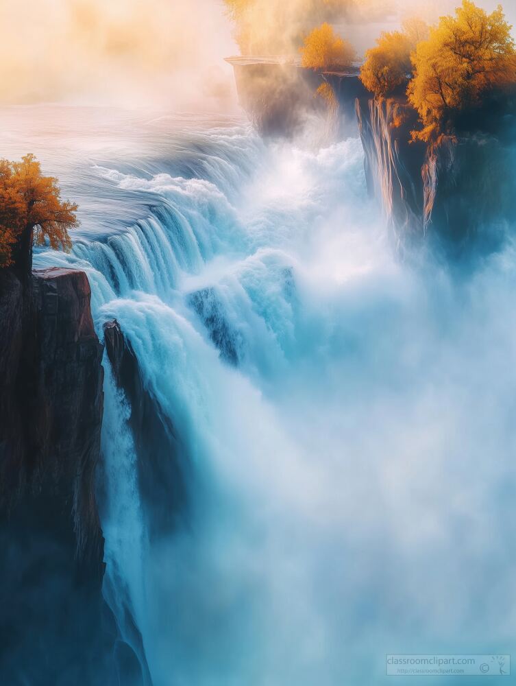 Majestic Waterfall Cascading Through Misty Landscapes