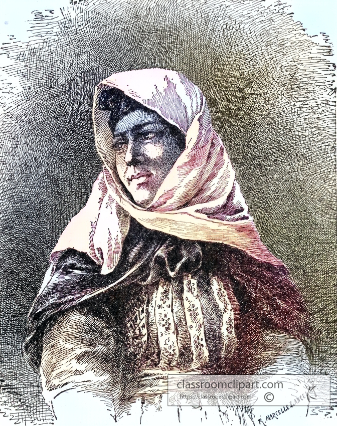 married woman colorized historical illustration