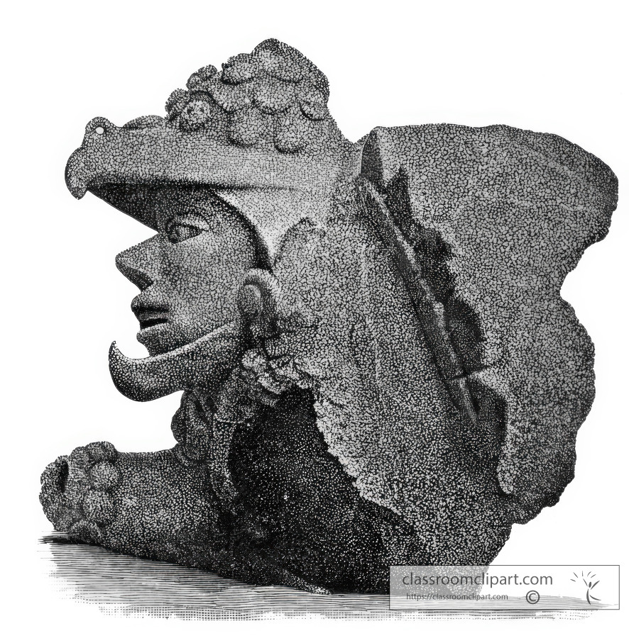 Maya Sculpture mexico historic illustration