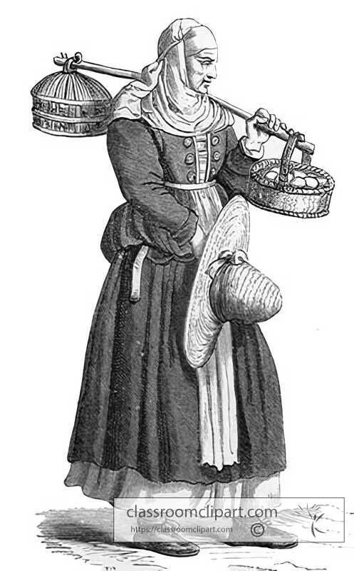 medieval dealer in eggs illustration