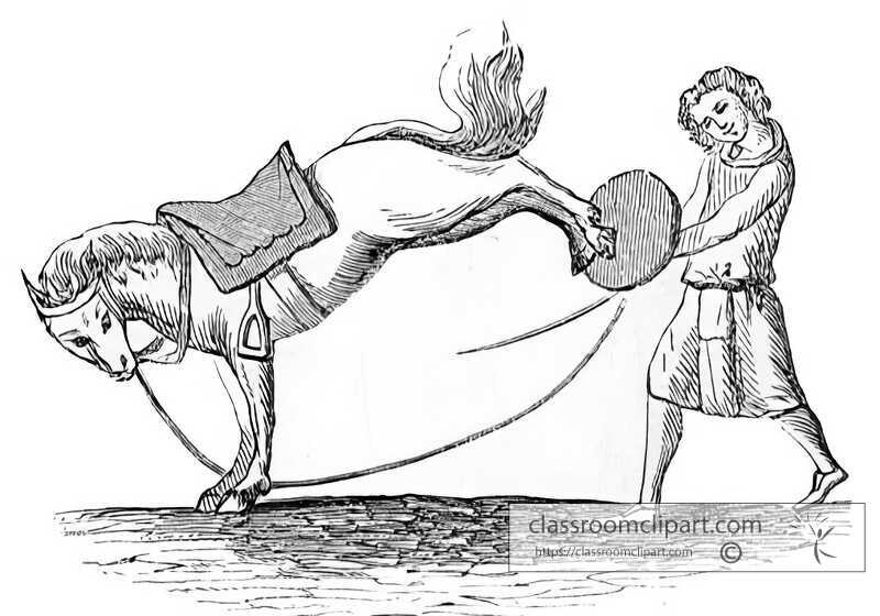 medieval equestrian performances horse kicking illustration