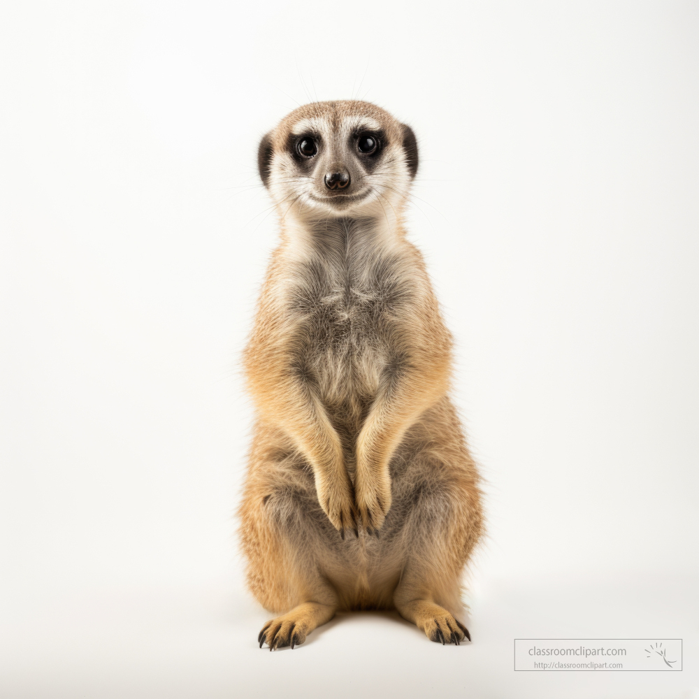 meerkat front view isolated on white background