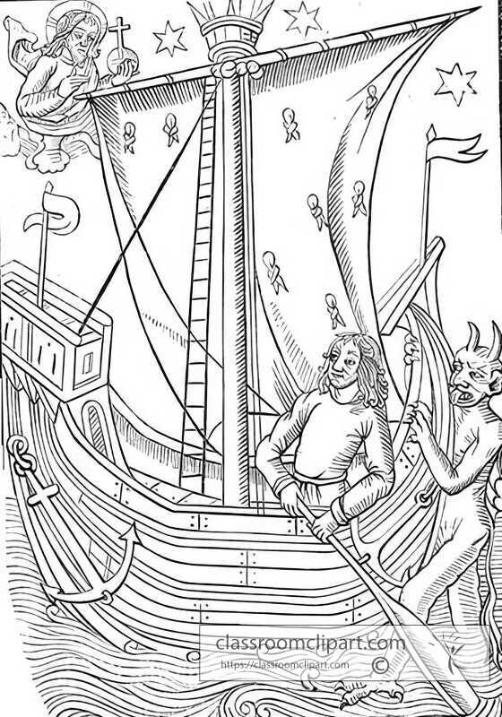 merchant vessel in a storm illustration