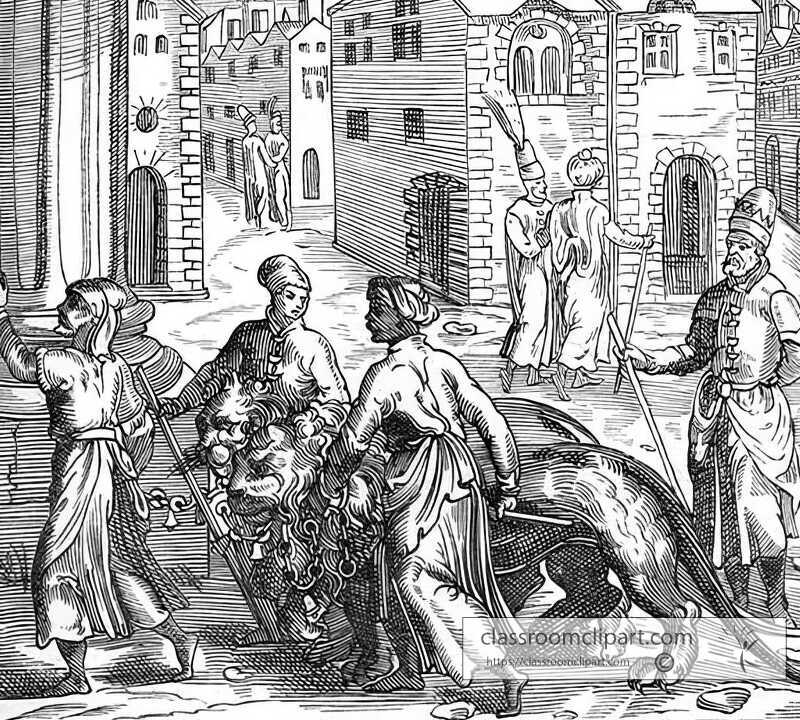 merchants and lionkeepers at constantinople illustration