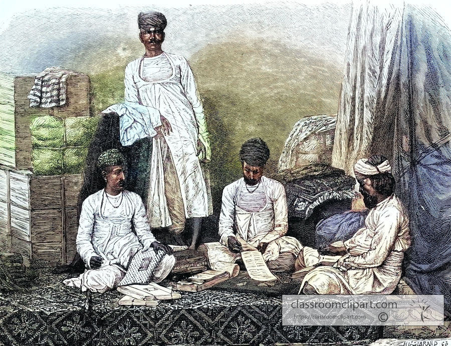 merchants of lucknow india historical illustration