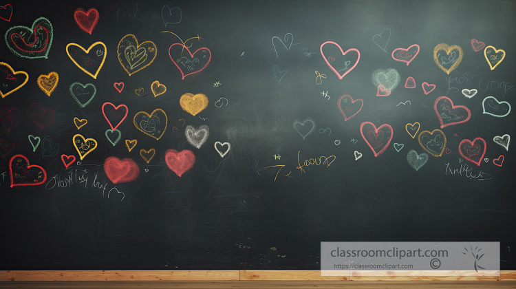 messages and hearts written on a chalboard