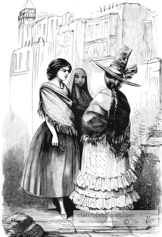 native women of lima historical illustration
