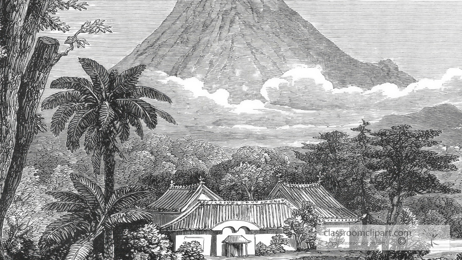 near view of fusiyama japan historical illustration