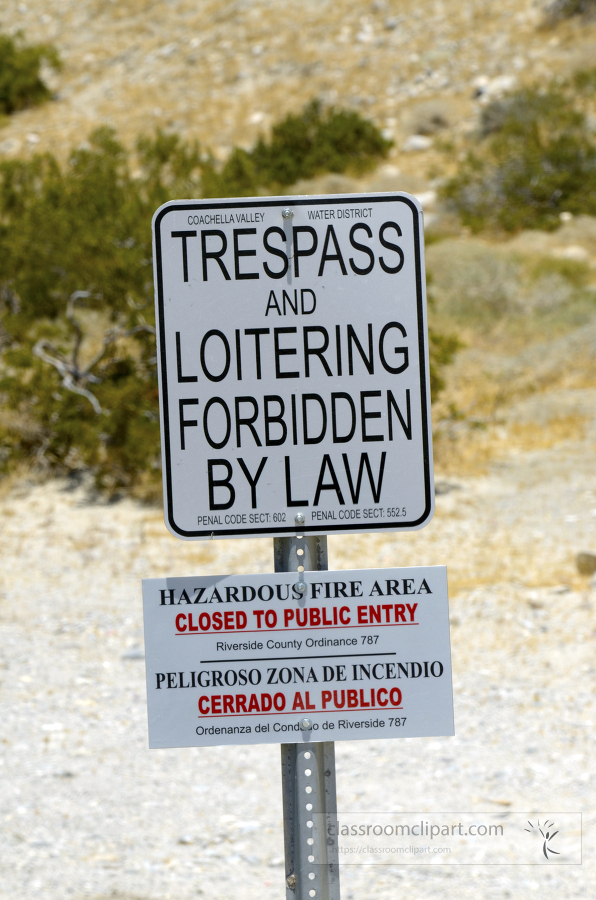 no trespassing sign forbiden by law